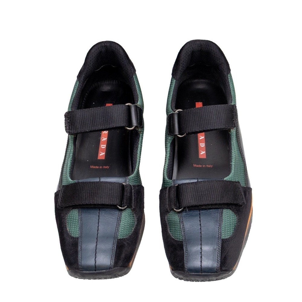 Prada Sport Vintage 2 Strap Nylon Mary Jane Sneakers "1982 US 10 Black Green - Picture 7 of 13
